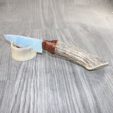 Elk Antler Handle Opalite Blade Ornamental Knife # 8962    Mountain Man Knife