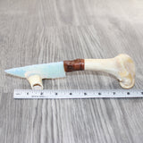 Deer Bone Handle Opalite Blade Ornamental Knife #4962     Mountain Man Knife