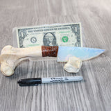 Deer Bone Handle Opalite Blade Ornamental Knife #4962     Mountain Man Knife