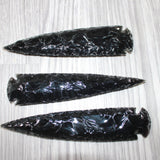 3 Obsidian Ornamental Spearheads  #1062     Arrowhead