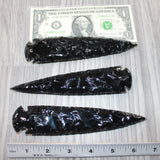 3 Obsidian Ornamental Spearheads  #1062     Arrowhead