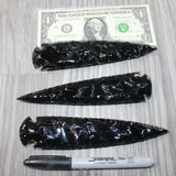3 Obsidian Ornamental Spearheads  #1062     Arrowhead