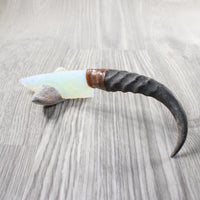Springbok Horn Handle Opalite Blade Ornamental Knife #1953  Mountain Man Knife