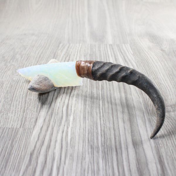 Springbok Horn Handle Opalite Blade Ornamental Knife #1953  Mountain Man Knife