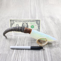 Springbok Horn Handle Opalite Blade Ornamental Knife #1953  Mountain Man Knife