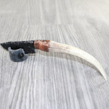 Axis Deer Antler Handle Obsidian Blade Ornamental Knife #1162  Mountain Man Knife