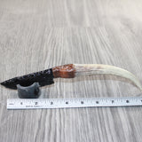 Axis Deer Antler Handle Obsidian Blade Ornamental Knife #1162  Mountain Man Knife
