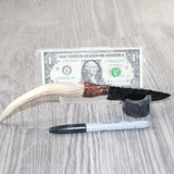 Axis Deer Antler Handle Obsidian Blade Ornamental Knife #1162  Mountain Man Knife