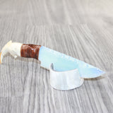 Beaver Jaw Handle Opalite Blade Ornamental Knife #3162     Mountain Man Knife
