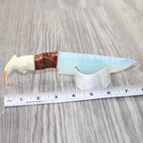 Beaver Jaw Handle Opalite Blade Ornamental Knife #3162     Mountain Man Knife