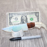 Beaver Jaw Handle Opalite Blade Ornamental Knife #3162     Mountain Man Knife