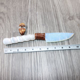 Selenite Spiral Handle Opalite Blade Ornamental Knife #7162     Mountain Man Knife