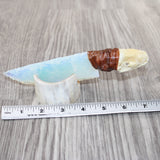 Mink Skull Handle Opalite Blade Ornamental Knife #7162     Mountain Man Knife