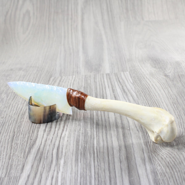 Turkey Bone Handle Opalite Blade Ornamental Knife #4053    Mountain Man Knife