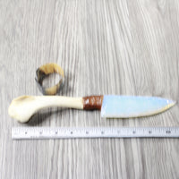 Turkey Bone Handle Opalite Blade Ornamental Knife #4053    Mountain Man Knife