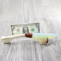 Turkey Bone Handle Opalite Blade Ornamental Knife #4053    Mountain Man Knife