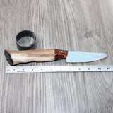 Hair-on Deer Bone Handle Opalite Blade Ornamental Knife #7162     Mountain Man Knife