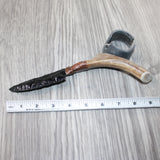Deer Antler Handle Obsidian Blade Ornamental Knife #2262  Mountain Man Knife