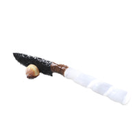 Selenite Spiral  Handle Obsidian Blade Ornamental Knife #8053  Mountain Man Knife