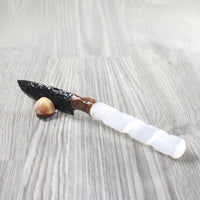 Selenite Spiral  Handle Obsidian Blade Ornamental Knife #8053  Mountain Man Knife