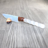 Selenite Spiral Handle Opalite Blade Ornamental Knife #8262     Mountain Man Knife