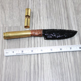 50 Cal Shell Casing Handle Obsidian Blade Ornamental Knife #7262  Mountain Man Knife