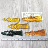 5 Glass Ornamental Tomahawk Heads  #3153    Axe Hatchet Ax