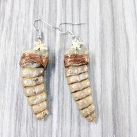 Very Large Rattlesnake Rattle Earrings  #6154  Mountain Man Earrings