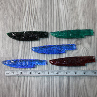 5 Glass Ornamental Knife Blades  #9154   Mountain man knife