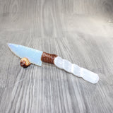 Selenite Spiral Handle Opalite Blade Ornamental Knife #9262     Mountain Man Knife