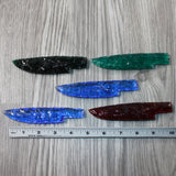 5 Glass Ornamental Knife Blades  #9154   Mountain man knife