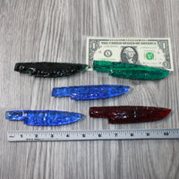 5 Glass Ornamental Knife Blades  #9154   Mountain man knife