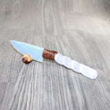 Selenite Spiral Handle Opalite Blade Ornamental Knife #9262     Mountain Man Knife