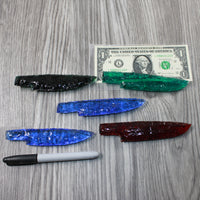 5 Glass Ornamental Knife Blades  #9154   Mountain man knife
