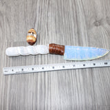 Selenite Spiral Handle Opalite Blade Ornamental Knife #9262     Mountain Man Knife