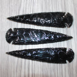 3 Obsidian Ornamental Spearheads  #7462     Arrowhead