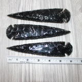 3 Obsidian Ornamental Spearheads  #7462     Arrowhead
