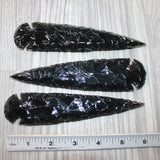 3 Obsidian Ornamental Spearheads  #7462     Arrowhead