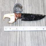 Muskrat Skull Handle Obsidian Blade Ornamental Knife #0462  Mountain Man Knife b