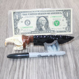 Muskrat Skull Handle Obsidian Blade Ornamental Knife #0462  Mountain Man Knife b