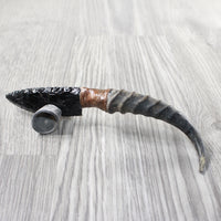 Springbok Horn Handle Obsidian Blade Ornamental Knife #1354  Mountain Man Knife