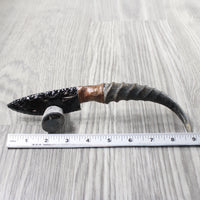Springbok Horn Handle Obsidian Blade Ornamental Knife #1354  Mountain Man Knife