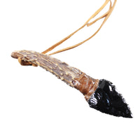 Antler Brow Tine Handle Obsidian  Blade Knife Necklace  #5454  Mountain Man Necklace