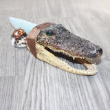 Alligator Head Handle Opalite Blade Ornamental Knife #7462     Mountain Man Knife