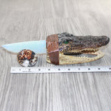 Alligator Head Handle Opalite Blade Ornamental Knife #7462     Mountain Man Knife