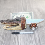 Alligator Head Handle Opalite Blade Ornamental Knife #7462     Mountain Man Knife