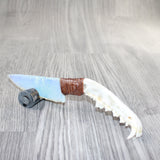 Coyote Jaw Handle Opalite Blade Ornamental Knife #8562     Mountain Man Knife