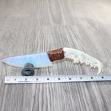 Coyote Jaw Handle Opalite Blade Ornamental Knife #8562     Mountain Man Knife