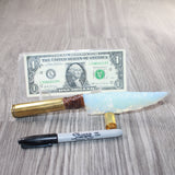 50 Cal Shell Casing Handle Opalite Blade Ornamental Knife #3562     Mountain Man Knife