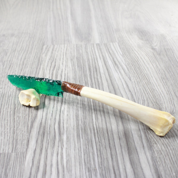 Deer Bone Handle Glass Blade Ornamental Knife #4654    Mountain Man Knife